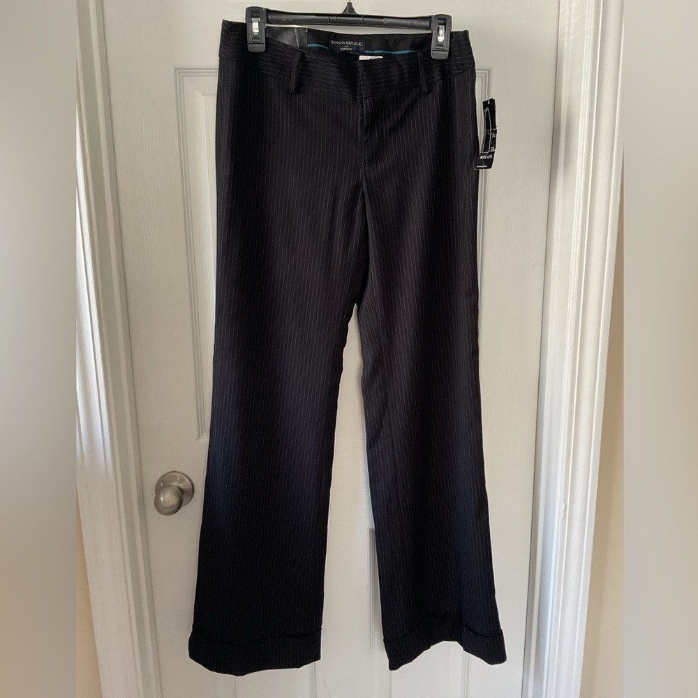 Banana Republic Martin Fit Women’s Size 6 Black Pinstripe Dress Pants NWT - Picture 2 of 9